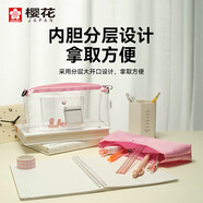 櫻花（SAKURA）透明筆袋學(xué)生兒童節(jié)開學(xué)禮物禮包多功能樂樂包手提斜挎包防水大容量女文具盒（甜心粉）
