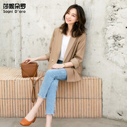 莎妮朵羅大碼女裝春裝西服女新款胖mm顯瘦款韓版休閑遮肚子小西裝16702 卡其色 2XL建議115-135斤穿著(zhù)