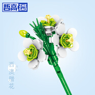 哲高七夕禮物積木花束永生花玫瑰拼搭花卉裝飾擺件送女生閨蜜伴手禮 西澳蠟花(白)-116顆粒