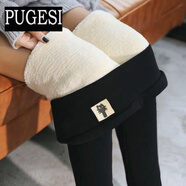 超厚羊羔絨打底褲韓版女褲冬季加絨小腳褲高腰彈力保暖棉褲長(cháng)褲子 黑色【羊羔絨】小貓款 加厚 L 【建議100-115斤】