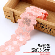 TTT多彩蕾絲花邊水溶刺繡花邊婚紗裙子衣服裝輔料手工DIY布藝 8#粉色 寬約5.3cm【1米價(jià)】