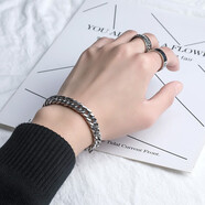 巴尼帝爾手鏈男潮韓版鈦鋼鏈條男生個(gè)性霸氣男士寬手鏈情侶女學(xué)生日韓版潮 【兩件套】手鏈