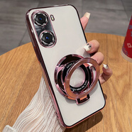 妙之選華為榮耀60手機殼honor60pro保護硅膠套LSA一AN00鏡頭全包防摔TNA透明por軟殼六十男女p感帶支架新 【玫瑰金】透明電鍍送全屏膜+支架 榮耀60