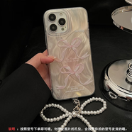 第一季oppo a58/a58x手機殼韓系r17小清新a55/a56保護套新款a93/a93s防摔軟殼a96女羽紗殼 羽紗-粉色蝴蝶結+小珍珠蝴蝶結手鏈 oppo a72 5G