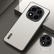 AOAP 適用紅米note14磨砂手機殼新款note14pro金屬鏡頭全包保護殼14pro+軟邊防摔防滑防塵十四por外殼 【啞光灰】幻影磨砂 | 螺紋鏡頭圈 紅米 Note14 Pro