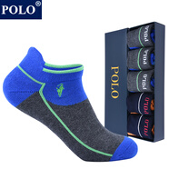 POLO男士跑步厚款運(yùn)動(dòng)毛巾短襪5雙裝 棉質(zhì)吸汗低幫彩色加厚毛圈襪 3雙 深灰+深藍(lán)2雙【型號3191】 均碼38-43碼鞋合適