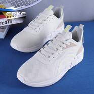 鴻星爾克（ERKE）運動(dòng)跑步鞋休閑男鞋系帶舒適減震運動(dòng)戶(hù)外慢跑鞋透氣輕便運動(dòng)鞋 橡芽白/樺木色002 39