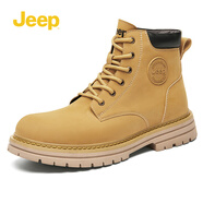 Jeep（吉普）男鞋靴秋冬新品復(fù)古大黃靴英倫潮流工裝馬丁靴戶(hù)外靴子男 8086土黃色 40
