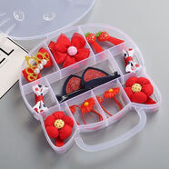 曲美思兒童新款發(fā)飾禮盒套裝女童寶寶布藝蝴蝶結發(fā)夾小女孩發(fā)圈頭繩皮筋 6#紅色貓耳朵三角菊花(可人款)