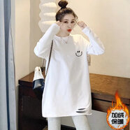 蘭威費雷加絨打底衫女春秋冬新款白色長(cháng)袖T恤女裝中長(cháng)款內搭上衣ins 702【加絨加厚款】 M 105-115斤