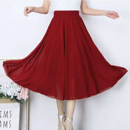 晉影2025夏新款歐若風(fēng)雪紡半身裙民族風(fēng)舞裙中長(cháng)款垂感跳舞大擺裙YYS 紅色 XS 長(cháng)70厘米