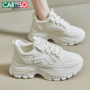 卡帝樂(lè )鱷魚(yú)老爹鞋女鞋秋季運動(dòng)休閑鞋增高跑步鞋子女 1422 米色 37