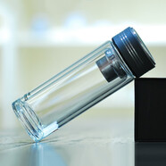 水中神雙層隔熱玻璃杯 高端商務(wù)水杯 帶濾網(wǎng)便攜透明杯子 350ml