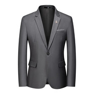 vocacool西服男青年休閑小西服上衣外套單西服大碼西裝春秋季學(xué)生韓版修身 灰色（單件西服上衣） 3XL/150-165斤
