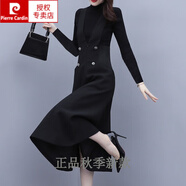 皮爾卡丹（pierre cardin）品牌毛呢背心連衣裙女士裝秋冬季2025年新款高端大氣打底兩件裝 黑色 5XL (175-190斤)