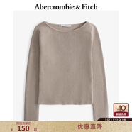 Abercrombie & Fitch女裝24秋冬美式復(fù)古百搭簡約船領(lǐng)修身長袖針織衫150-4258 棕褐色 XS (160/84A)