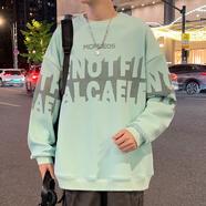 主意范胖子大碼衛衣男春秋冬季國潮連帽字母印花衛衣男學(xué)生寬松外套上衣 HW24558薄荷綠 5XL 210-240斤