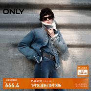 ONLY秋季復古帥氣毛絨拼接領(lǐng)口保暖牛仔外套女|124354012 J33 復古350牛仔洗水 常規 XS (155) 76A
