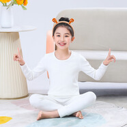 豐靈鳥兒童白t恤緊身肉色舞蹈服女童白色打底衫套裝中大童校服男 薄款（白色單上衣）不加絨 120cm（要貼身就不要買大）