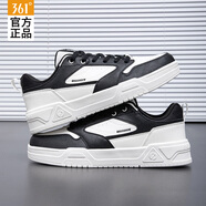 361°板鞋男鞋小白鞋子男秋冬季耐磨防滑革面運動(dòng)鞋男休閑鞋 羽毛白/曜石黑 43