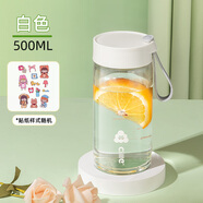 希樂(lè )希樂(lè )玻璃杯女新款高顏值耐熱水杯牛奶豆漿咖啡果汁早餐刻度杯子 白色500ml