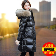 啄木鳥(niǎo)無(wú)貨羽絨服女中長(cháng)款冬裝2025年新款中年女裝加厚保暖白鴨絨外套潮 黑色真貉子毛領(lǐng) 2XL建議140155斤