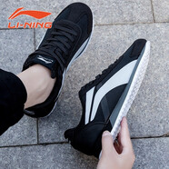 李寧板鞋運動(dòng)休閑鞋男子春秋季運動(dòng)鞋復古3K鞋慢跑鞋子 黑色 43