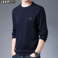 吉普（JEEP）衛(wèi)衣男2025年春秋季新款圓領(lǐng)休閑棉質(zhì)大碼寬松套頭長袖T恤男裝潮 寶藍(lán)色 XL(建議151-165斤)