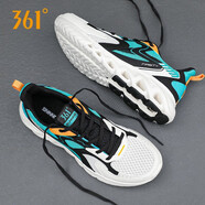 361°男鞋運動(dòng)鞋子男跑步鞋男季網(wǎng)面透氣休閑跑鞋學(xué)生運動(dòng)健身 羽毛白/烏黑色 44