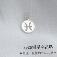 銀典工坊 S925銀十二星座圓牌吊墜小滴流水晶手串手鏈diy飾品配件 S925銀十二星座圓牌-雙魚座/個