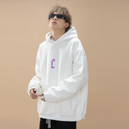 聰明陳S123秋冬520克重磅光變國潮連帽衛衣男女寬松休閑情侶潮流外套 （520克不加絨）白色 XL