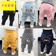 春秋童褲男女童寶寶休閑褲0-2歲嬰幼兒卡通pp褲小童秋冬高腰護腰長(cháng)棉褲兒童垮褲 灰色-大象 73(秋冬加絨褲)