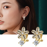 黛若耳夾無(wú)耳洞女簡(jiǎn)約淑女范櫻花耳環(huán)銀耳釘鋯石時(shí)尚百搭個(gè)性耳飾 無(wú)耳洞耳夾【三角無(wú)痛耳夾】