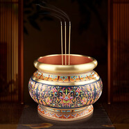 佛前供奉五供套裝銅琺瑯彩仿古藍(lán)香爐供燈長明燈供果盤圣水杯供花 香爐4寸【直徑10cm】