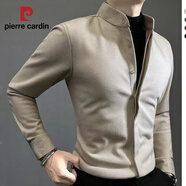 皮爾卡丹（pierre cardin）毛呢保暖男士長(cháng)袖襯衫2025春秋新款痞帥修身百搭帥氣襯衣針織 杏色 XL