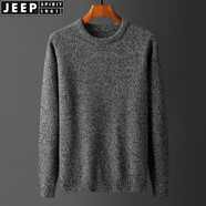 JEEP SPIRIT毛衣男秋冬新款針織衫男士圓領(lǐng)休閑套頭 深灰23款 常規 L -175 適合135-150斤