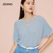 嬌鼎（JDING）商場同款 套頭衫女 修身顯瘦針織衫上衣打底衫 藍(lán)色-條紋針織-領(lǐng)口微透CJKI421 M