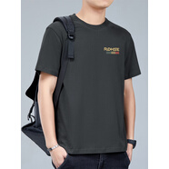 Ehangy國際奢侈品牌賓色純棉圓領(lǐng)短袖恤男夏季重磅潮流半袖厚實(shí)夏短袖青 深灰色 2XL[適合150-170斤] 均碼