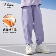 迪士尼（DISNEY）童裝兒童女童加絨長褲針織保暖休閑運(yùn)動褲子25春DB331ME22紫130