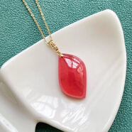 冰珂晶石天然阿根廷紅紋石隨形吊墜項鏈18k金水晶飾品24*13輕奢禮品
