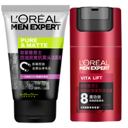 歐萊雅（LOREAL）男士銳能抗皺緊致多效霜 醒膚潔面膏+多效霜50ml