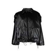 阿瑪尼（GIORGIO ARMANI）【BC直郵】現(xiàn)貨sale 女士亮黑色滌綸可拆卸風(fēng)帽拉鏈夾克 36