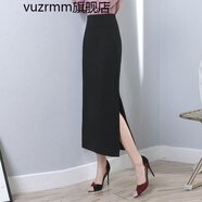 vuzrmm輕奢品牌女裝秋冬毛呢半身裙高腰中長款修身一步裙直筒包裙冬 黑色 969黑色 XL腰圍2.3尺