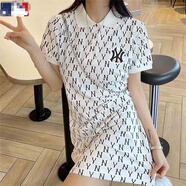 正肩短袖N(xiāo)Ypolo領(lǐng)運(yùn)動(dòng)連衣裙女夏季2024新款寬松大碼顯瘦包臀短裙 白色 S