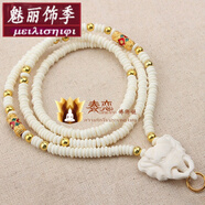 魅麗飾季 鎏金琺瑯泰國(guó)佛牌鏈子牛骨鏈椰殼木掛鏈黑白色國(guó)慶節(jié)禮物定制 牛骨象頭款