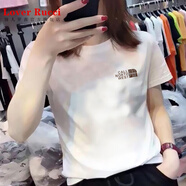 LOVER RUCCI歐洲站2023夏季新款短袖t恤女純棉圓領(lǐng)洋氣字母印花修身體恤ins潮 白色 M (96~110斤)