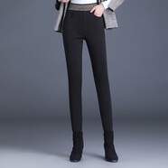 魔之韻打底褲女外穿褲子女士秋冬季加絨加厚高腰保暖褲小腳鉛筆褲子2135 ZL2135【黑色棕絨有口袋】 L (110-120斤左右)