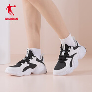喬丹女鞋運動(dòng)老爹鞋休閑韓版旅游網(wǎng)面復古學(xué)生運動(dòng)慢跑步鞋 黑色/喬丹白（秋冬款） 36
