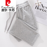 皮爾卡丹（pierre cardin）全棉淺灰色直筒運(yùn)動(dòng)褲女2025新款春季休閑褲女衛(wèi)褲純棉春秋女長褲 淺灰色 XL
