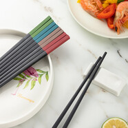 樂扣樂扣 合金筷子家用分食筷公筷專筷日式餐具套裝耐高溫易清洗5雙裝